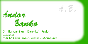 andor banko business card