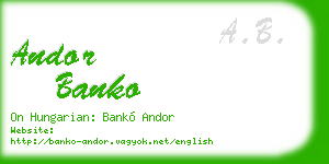 andor banko business card